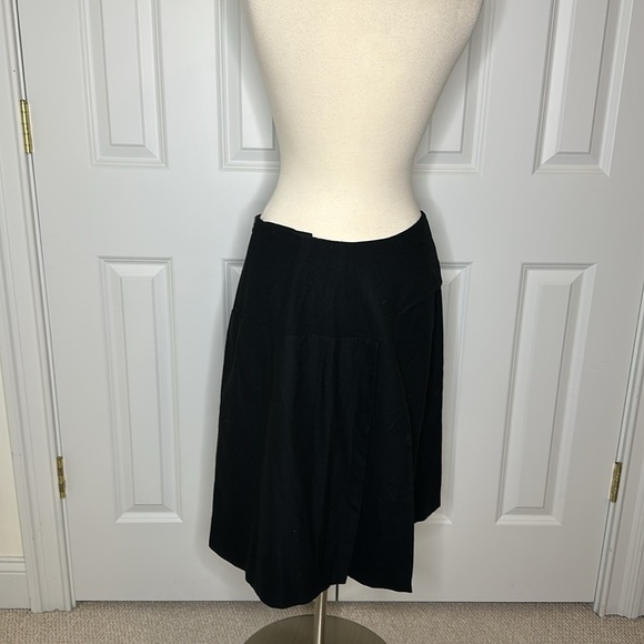 Morgane Le Fay Black Cashmere Mid-Waisted Knee Length Asymmetrical Skirt SzL - Picture 4 of 7